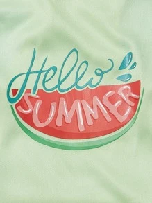 1pc Watermelon & Letter Graphic Pet Tank - Green - View 5