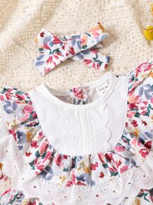 SHEIN Đầm em bé Xù Tranh thêu Hoa - Nhiều màu - Xem 3