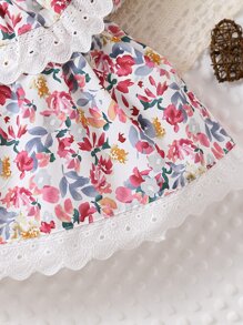 SHEIN Đầm em bé Xù Tranh thêu Hoa - Nhiều màu - Xem 4