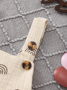 Đứa bé trai In Toàn bộ Romper tổng thể & Phụ kiện Mũ - Màu be - Xem 3