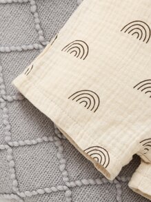 Đứa bé trai In Toàn bộ Romper tổng thể & Phụ kiện Mũ - Màu be - Xem 6