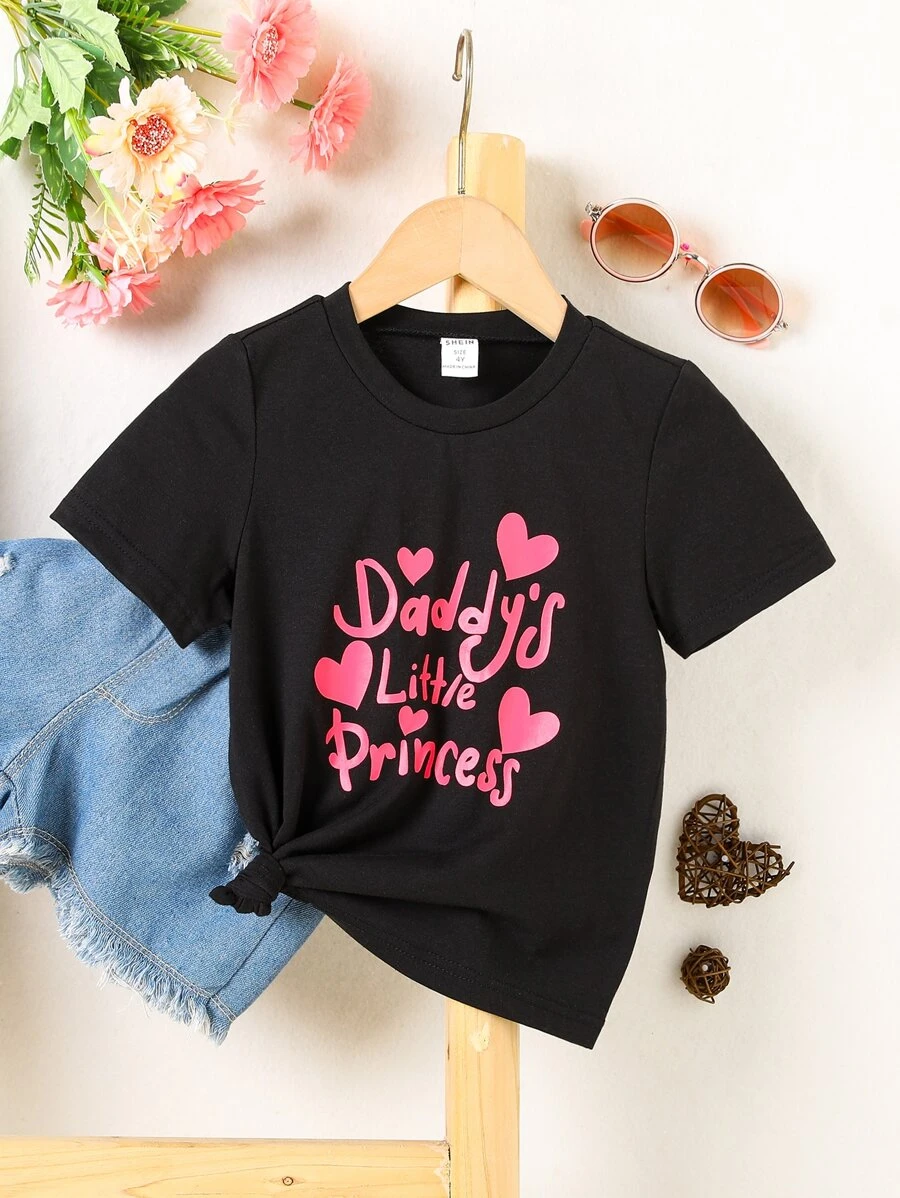 SHEIN 少女心&口號印花圖形t恤