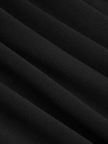 Đầm Chia Dây kéo Ruy băng Khối Màu Thanh lịch - màu đen - Xem 6