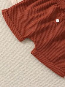 Baby 3pcs Waffle Knit Button Detail Shorts - Multicolor - View 5