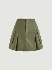 SHEIN MOD 側翻蓋口袋工裝裙