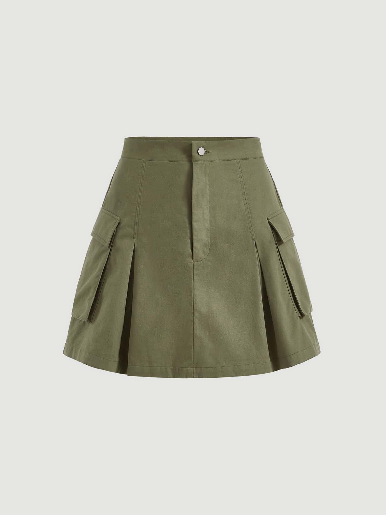 SHEIN MOD 側翻蓋口袋工裝裙