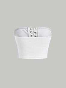 SHEIN MOD Top bandeau con cordón delantero - Blanco - Ver 7