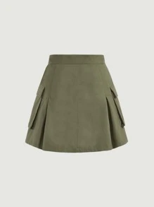 SHEIN MOD 側翻蓋口袋工裝裙