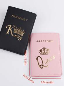 2pcs/set Couples' Hot Stamping Pu Leather Passport Holder Set For Wedding, Honeymoon, Business Travel Passport Cover Passport Case Passport Wallet Passport Bag for Holiday for Vacation Passport Pouch for Flight for Back to School for Men and Women Travel Essentials Travel Accessories vacation accessories travel accessory set for holiday season - Multicolor - View 3