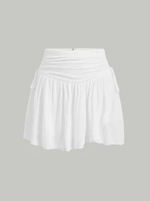 SHEIN MOD 素色圍裹打結半身裙