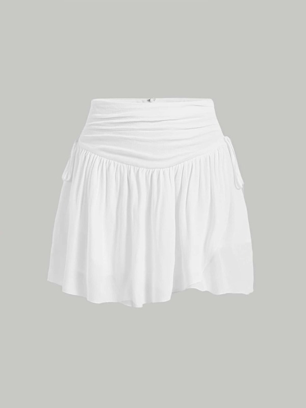 SHEIN MOD Solid Wrap Knot Skirt SHEIN USA