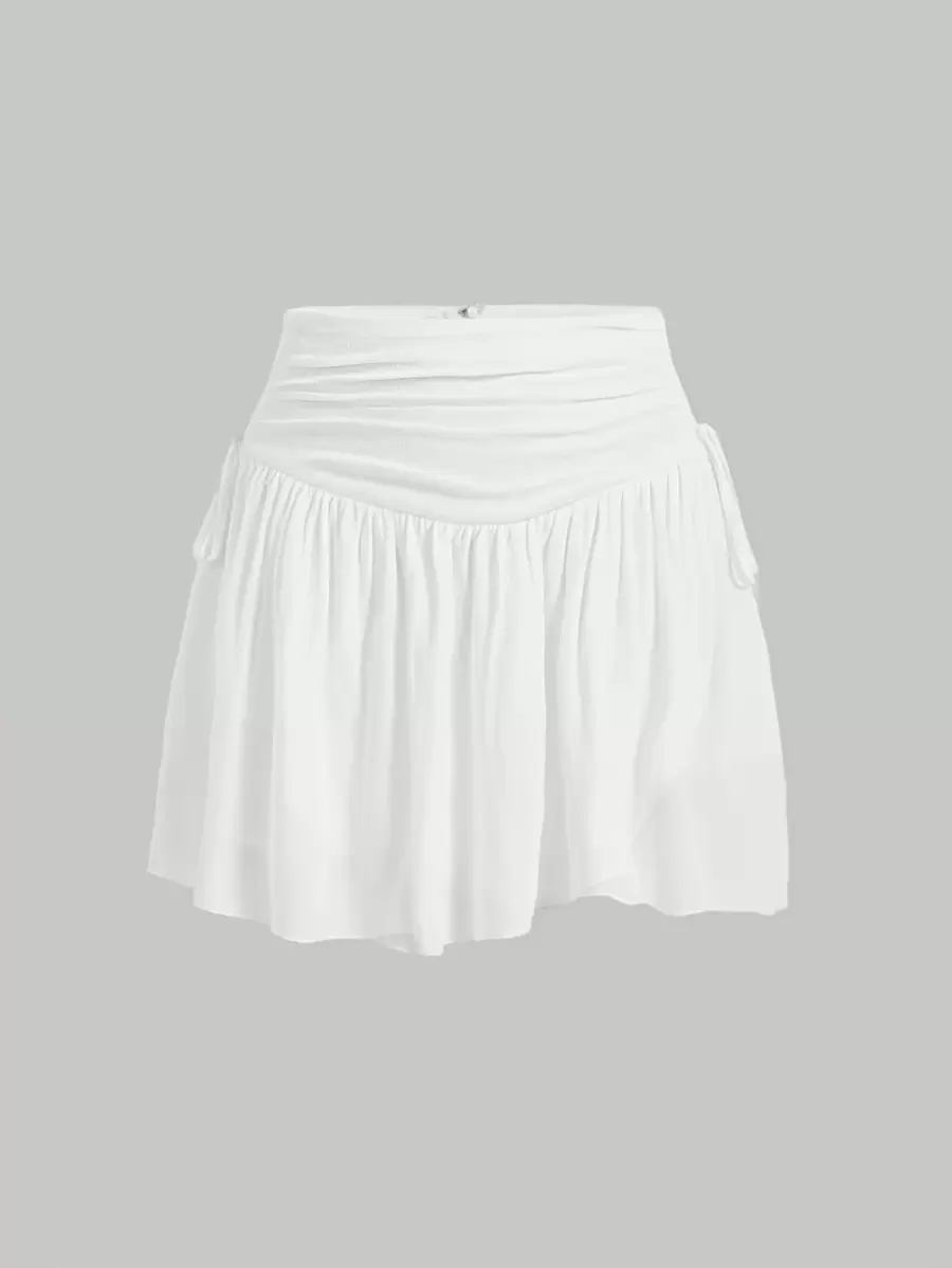 SHEIN MOD 素色圍裹打結半身裙