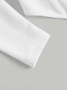 SHEIN MOD Gigot Sleeve Ruched Bustier Bandana Hem Crop Top - White - View 4