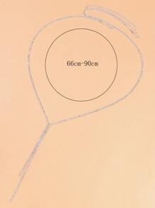 Rhinestone Y Lariat Necklace - Silver - View 3