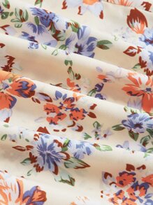 SHEIN MOD Vestido de tirantes con estampado floral de hombros con cordón pecho con fruncido - Multicolor - Ver 4
