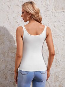 SHEIN Tall Solid Slim Tank Top - White - View 2