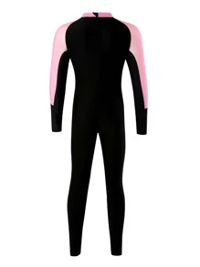 Girls Letter Graphic Ombre One Piece Swimsuit - Black - View 2