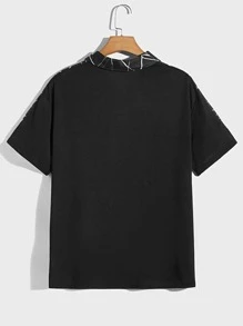 EASEVO Men Plus Geo Print Polo Shirt - Black - View 2