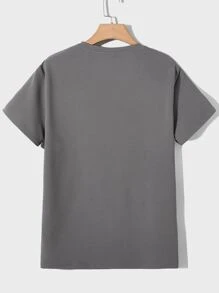 GENTILAND Men Letter Graphic Tee & Drawstring Waist Shorts - Grey - View 7