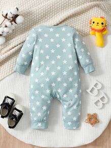 男嬰星條旗印花卡通刺繡連身褲