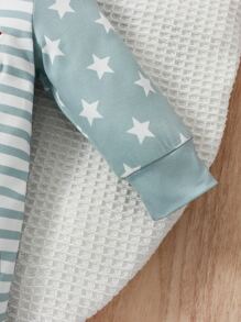 男嬰星條旗印花卡通刺繡連身褲