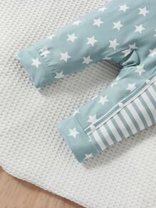 男嬰星條旗印花卡通刺繡連身褲