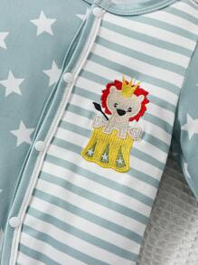 男嬰星條旗印花卡通刺繡連身褲