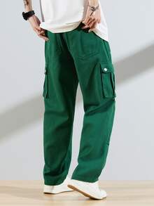 Manfinity Loose Fit Men's Jeans With Flap Pocket And Cargo Side - Green - View 2