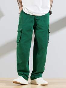 Manfinity Loose Fit Men's Jeans With Flap Pocket And Cargo Side - Green - View 3