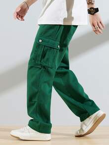 Manfinity Loose Fit Men's Jeans With Flap Pocket And Cargo Side - Green - View 4