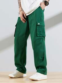 Manfinity Loose Fit Men's Jeans With Flap Pocket And Cargo Side - Green - View 5