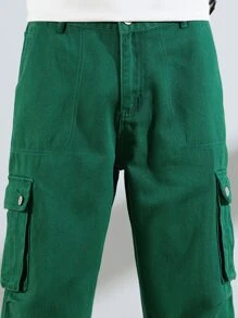 Manfinity Loose Fit Men's Jeans With Flap Pocket And Cargo Side - Green - View 7