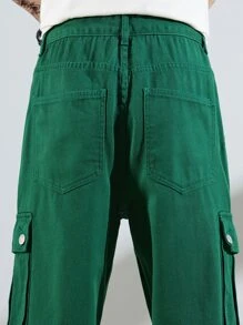 Manfinity Loose Fit Men's Jeans With Flap Pocket And Cargo Side - Green - View 8