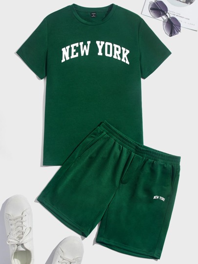 Guys Letter Graphic Tee & Track Shorts Set