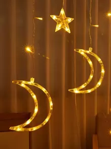 1pc Moon Shaped Decorative Suction Cup Light Strip - Yellow - View 5