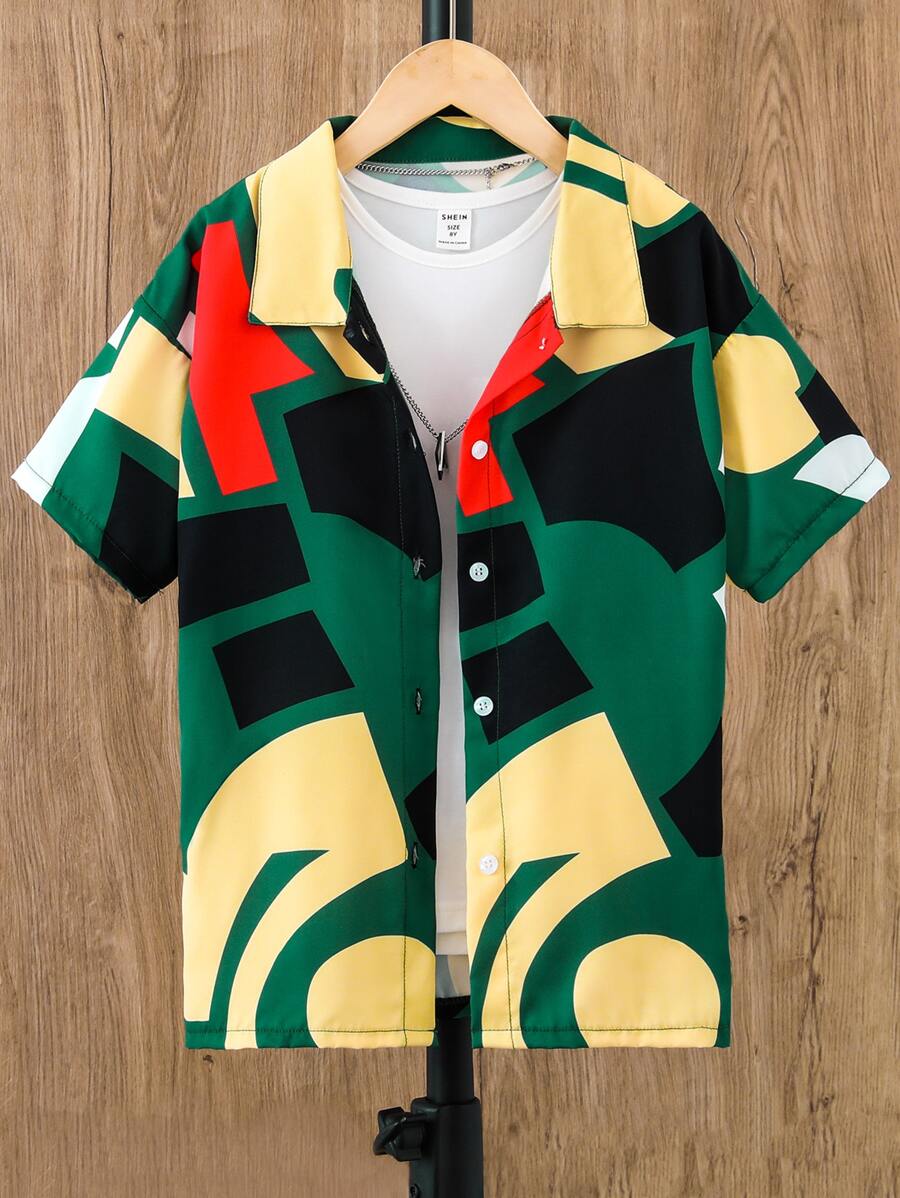 Boys Geo Print Shirt Without Tee - Multicolor - View 1