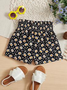 SHEIN Girls Floral Print Wide Leg Shorts - Multicolor - View 1