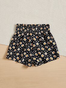 SHEIN Girls Floral Print Wide Leg Shorts - Multicolor - View 2