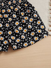 SHEIN Girls Floral Print Wide Leg Shorts - Multicolor - View 3