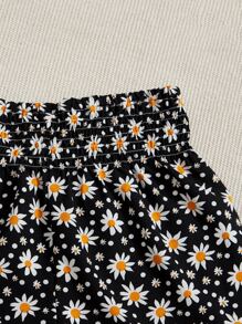 SHEIN Girls Floral Print Wide Leg Shorts - Multicolor - View 4