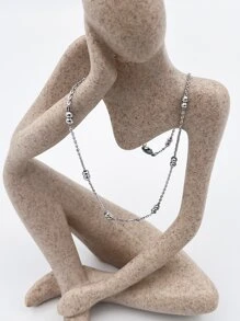 Collar de decoración de cuentas para hombre, para regalo de joyería y fiesta - Plateado - Ver 1