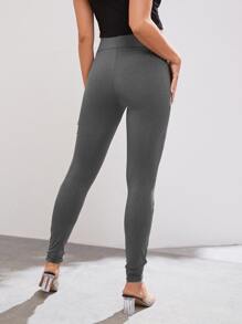 SHEIN Maternidad Leggings desgarro de talle alto - Gris - Ver 2