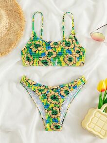 Floral Print Bikini Set Summer Beach - Multicolor - View 3