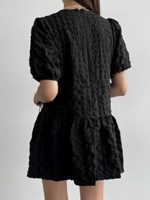 DAZY Chất rắn Ống tay áo Váy Smock - màu đen - Xem 2