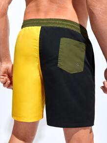 Manfinity Men Color Block Drawstring Waist Swim Trunks - Multicolor - View 2