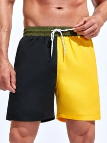 Manfinity Men Color Block Drawstring Waist Swim Trunks - Multicolor - View 4