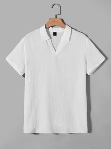 Manfinity Men Solid V Collar Top - White - View 1