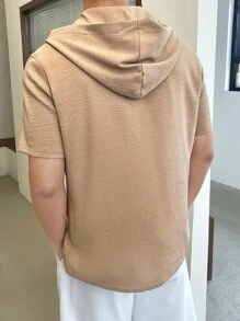 Manfinity Men Patched Detail Hooded Shirt Without Tee - Khaki - View 4