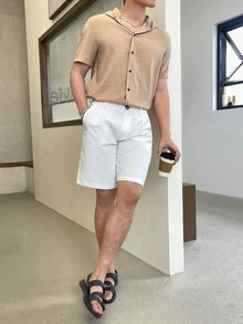 Manfinity Men Patched Detail Hooded Shirt Without Tee - Khaki - View 6