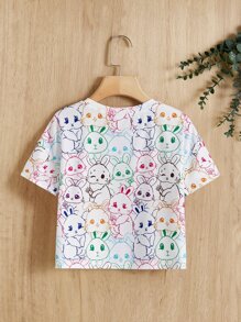 SHEIN 女孩兔子印花T恤 - 彩色 - 查看 2